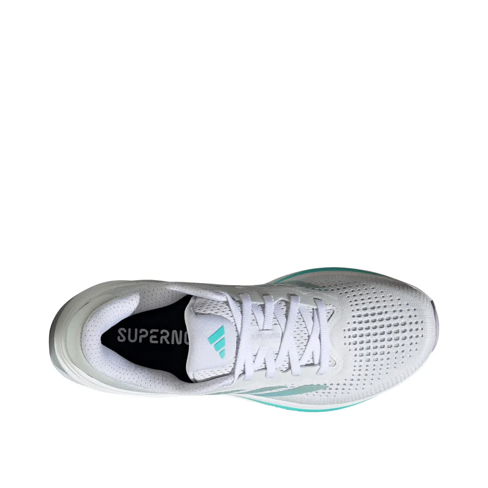 Adidas Women's Supernova Rise Sneaker in Ftw White/Linen Green Metallic/Flash Aqua