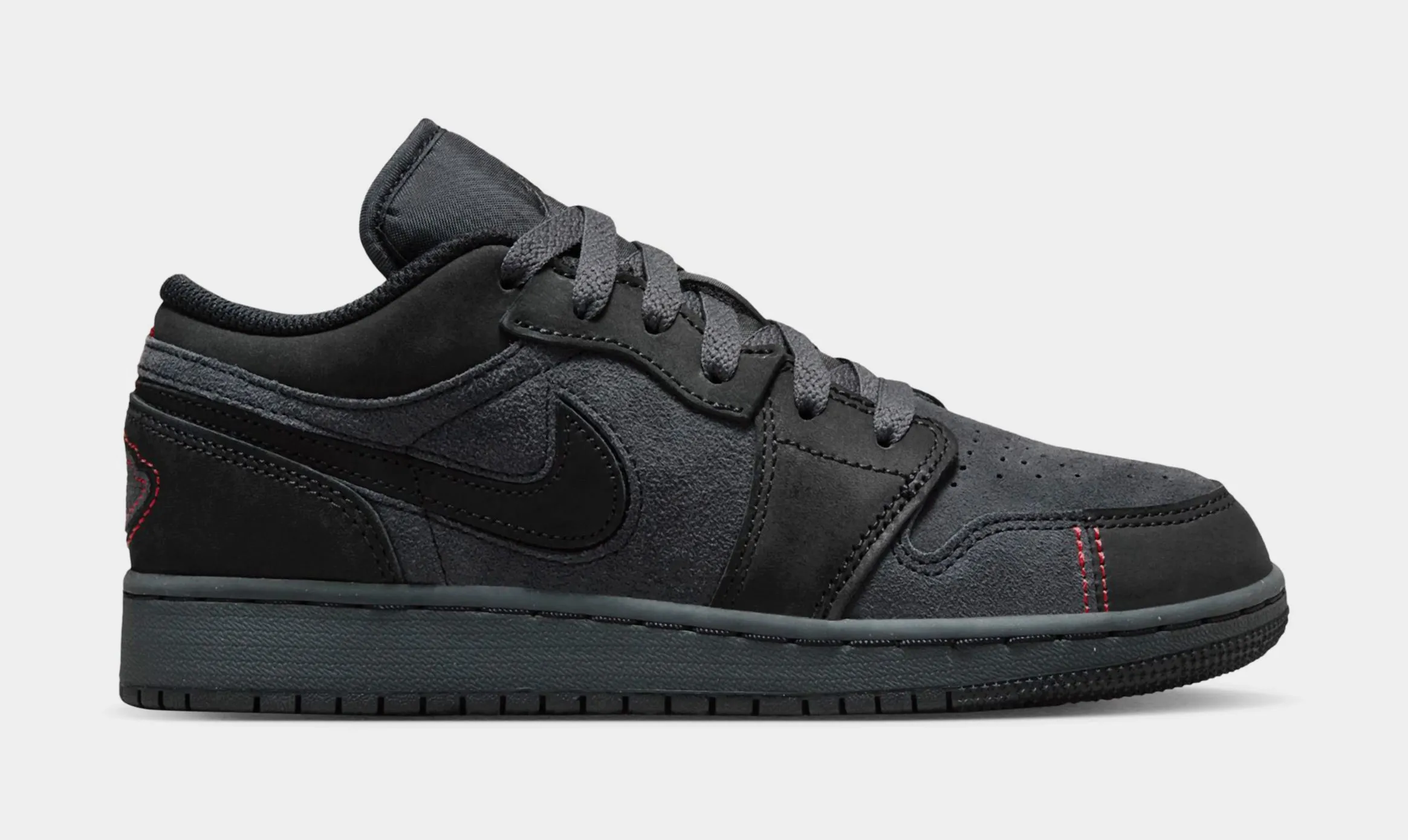 Air Jordan 1 Low SE Craft Grade School Lifestyle Shoes (Dark Smoke Grey/Varsity Red/Black)