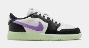 Air Jordan 1 Retro Low OG Black Raspberry Grade School Lifestyle Shoes (Black/Black Raspberry/Volt Tint)