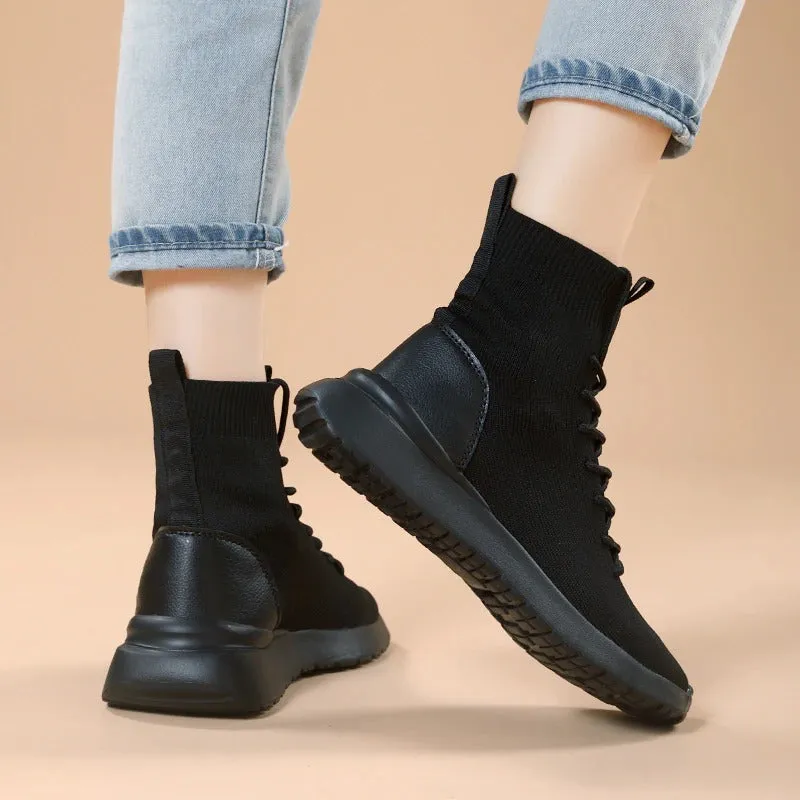 Casual Knitted Cross-tied Slip-on Sneakers Shoes