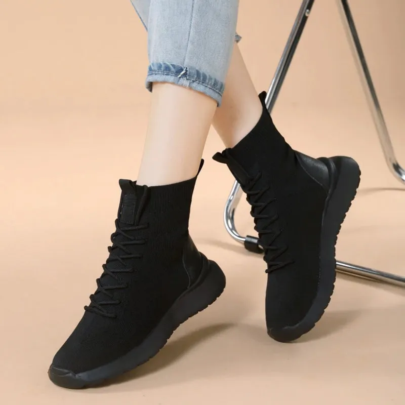 Casual Knitted Cross-tied Slip-on Sneakers Shoes