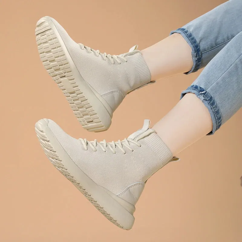 Casual Knitted Cross-tied Slip-on Sneakers Shoes