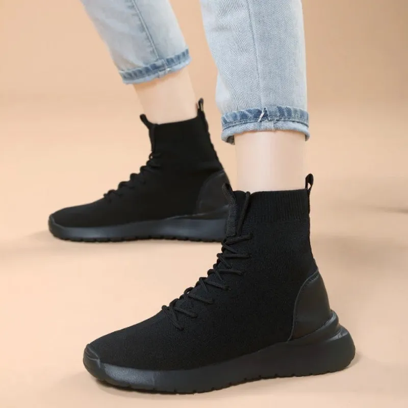 Casual Knitted Cross-tied Slip-on Sneakers Shoes