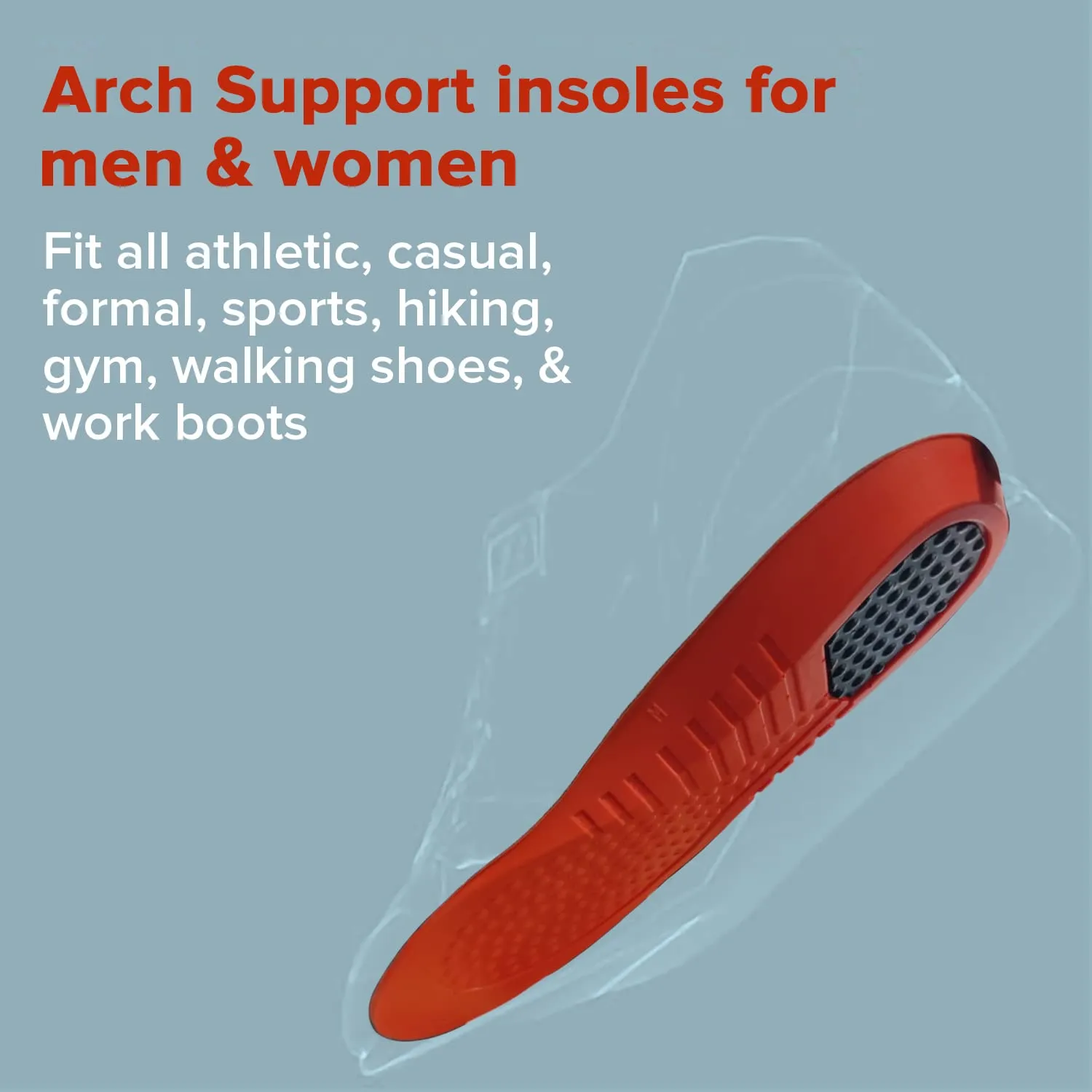 Dr Foot Arch Support Gel Insole Pair | For All-Day Comfort | Shoe Inserts for Flat Feet, High Arch, Foot Pain | Full-Length Orthotics | For Men & Women – 1 Pair (Medium Size) (Pack of 5)