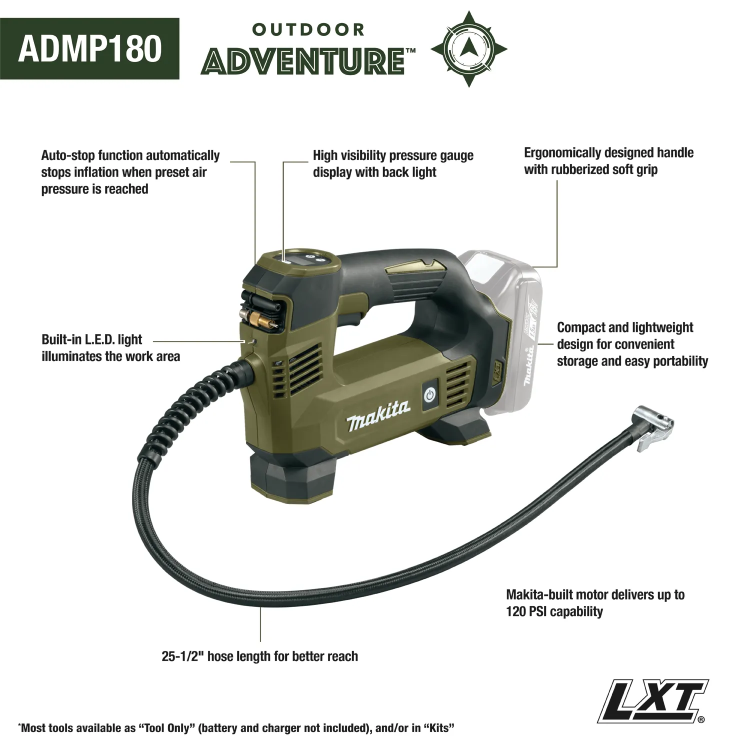 Makita Outdoor Adventure 18V Inflator Kit (1.5Ah)