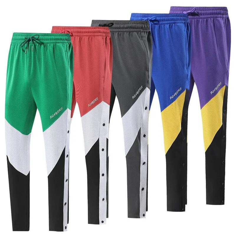 Mens Buttons Pants Running Sports Trousers Male Casual Jogging Basketball Football Sweatpants Outdoor Athletics Loose Plus Size