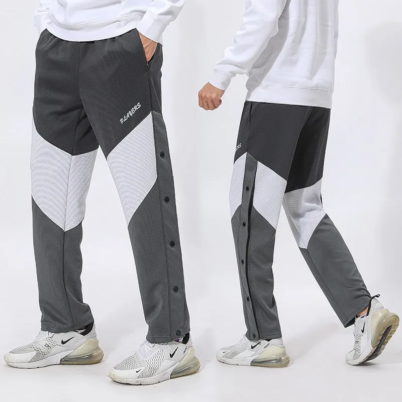 Mens Buttons Pants Running Sports Trousers Male Casual Jogging Basketball Football Sweatpants Outdoor Athletics Loose Plus Size