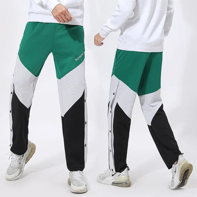 Mens Buttons Pants Running Sports Trousers Male Casual Jogging Basketball Football Sweatpants Outdoor Athletics Loose Plus Size