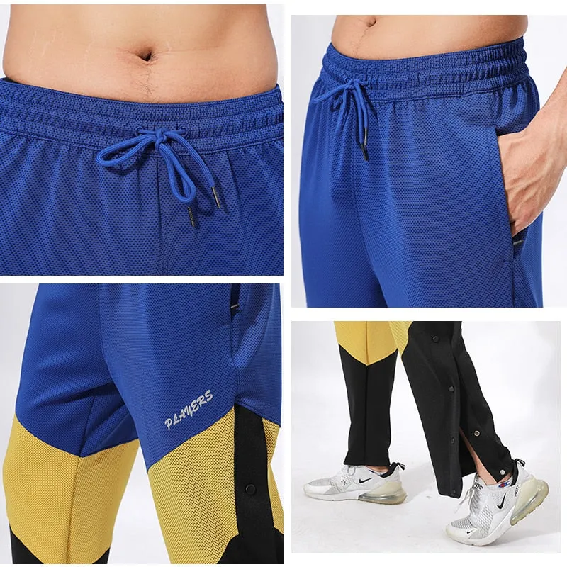 Mens Buttons Pants Running Sports Trousers Male Casual Jogging Basketball Football Sweatpants Outdoor Athletics Loose Plus Size