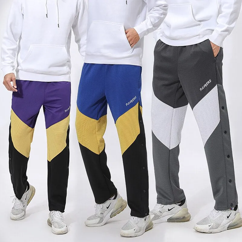 Mens Buttons Pants Running Sports Trousers Male Casual Jogging Basketball Football Sweatpants Outdoor Athletics Loose Plus Size