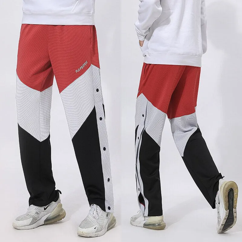 Mens Buttons Pants Running Sports Trousers Male Casual Jogging Basketball Football Sweatpants Outdoor Athletics Loose Plus Size