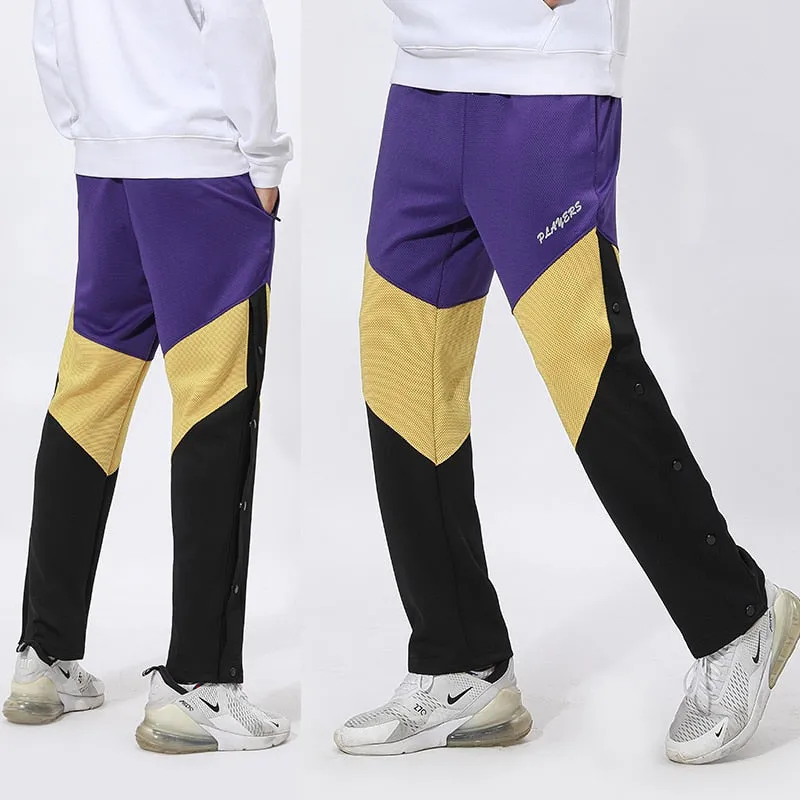 Mens Buttons Pants Running Sports Trousers Male Casual Jogging Basketball Football Sweatpants Outdoor Athletics Loose Plus Size