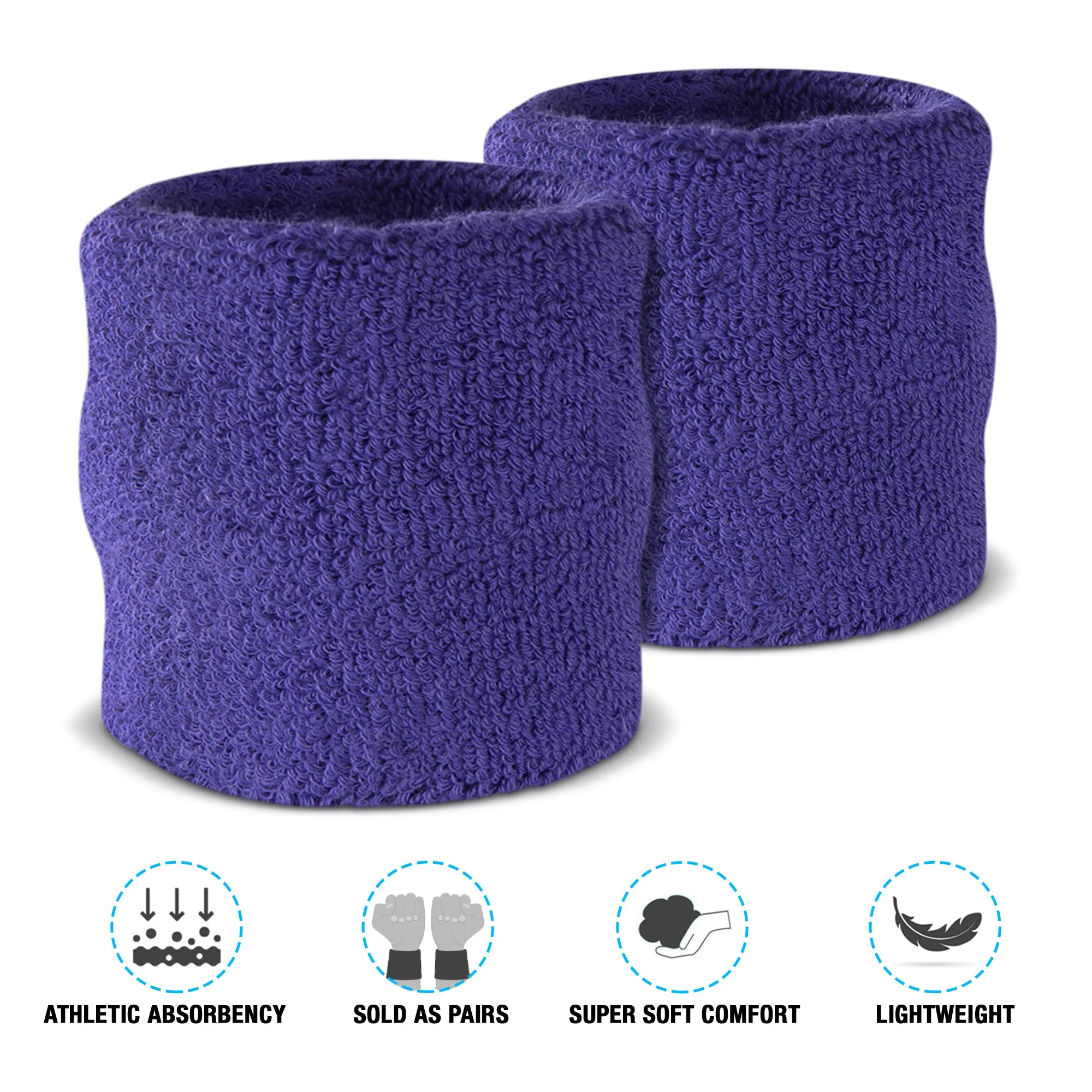 Premium Terry Cloth Cotton Wristband Pair