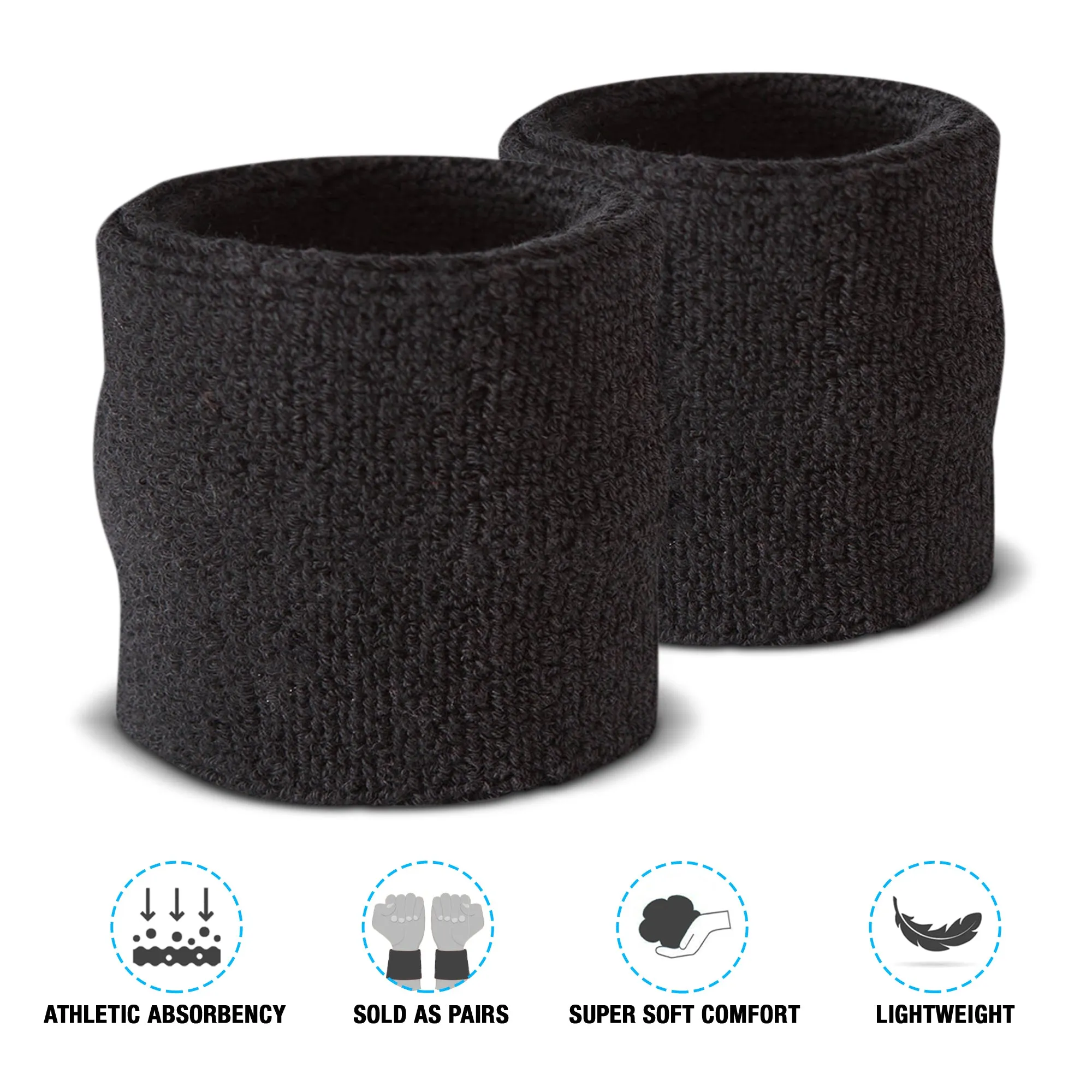 Premium Terry Cloth Cotton Wristband Pair