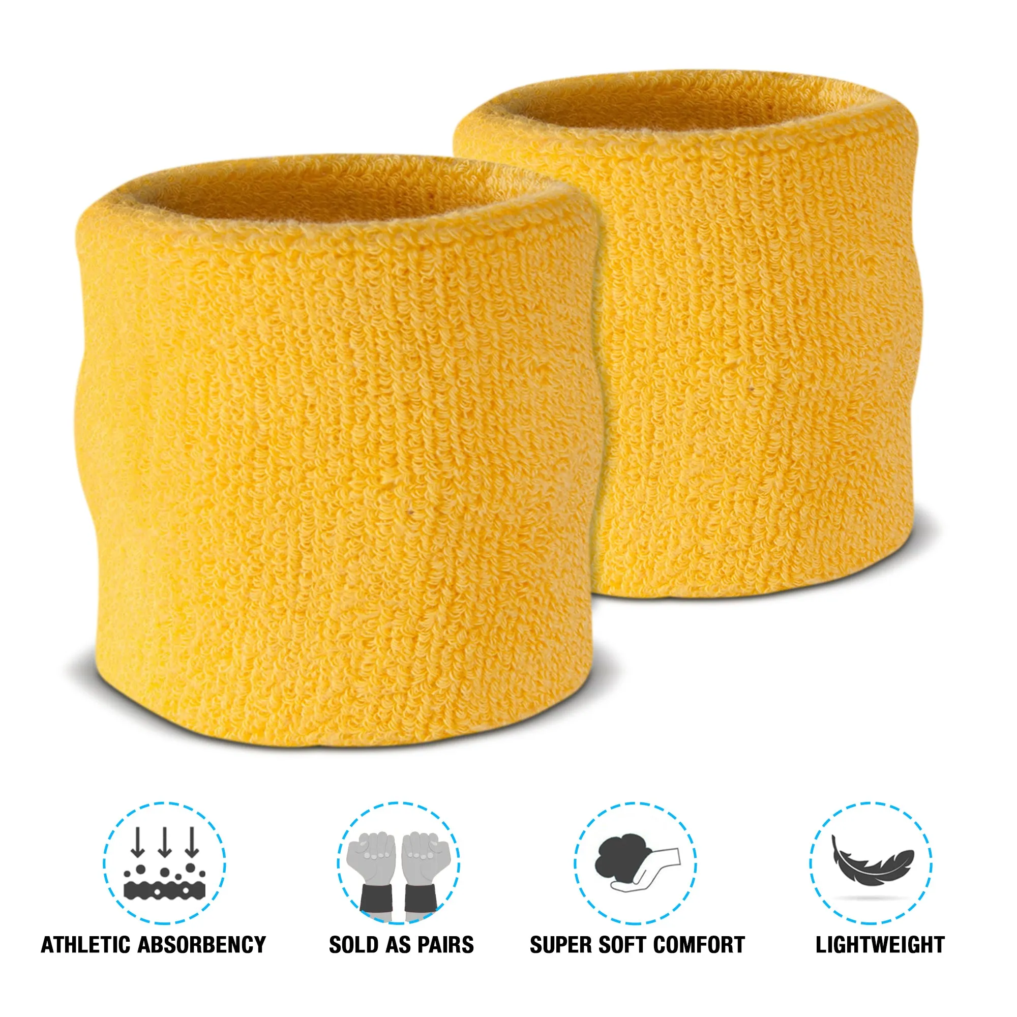 Premium Terry Cloth Cotton Wristband Pair