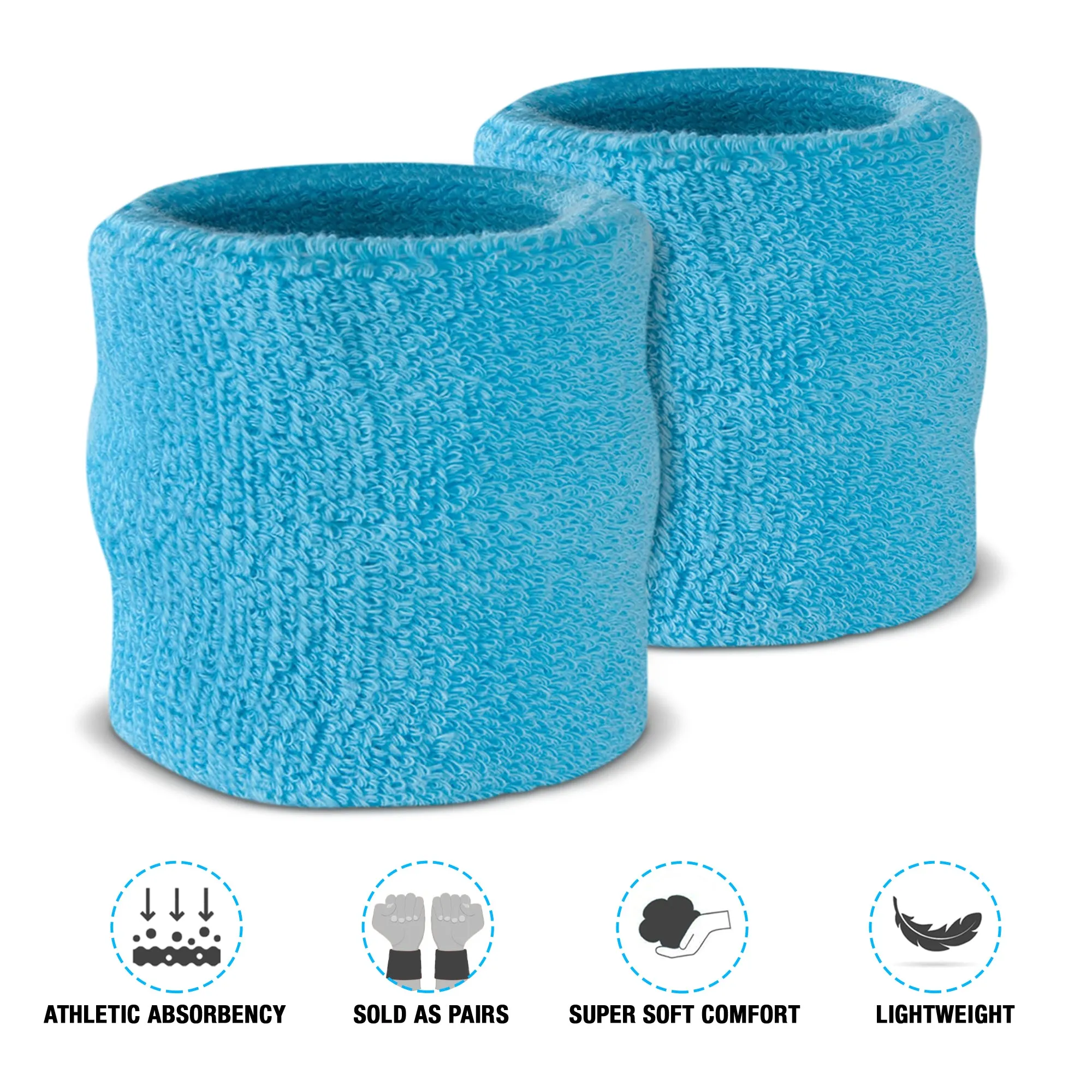 Premium Terry Cloth Cotton Wristband Pair