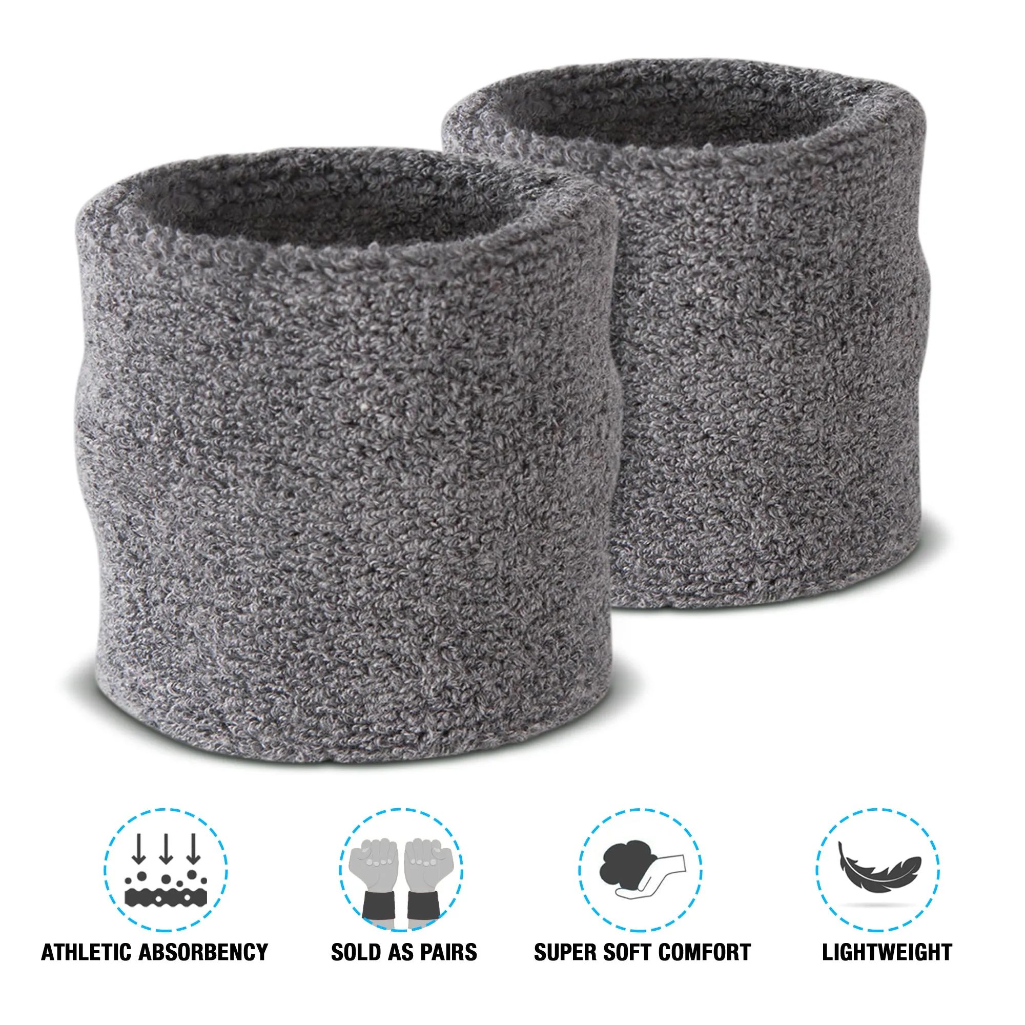 Premium Terry Cloth Cotton Wristband Pair