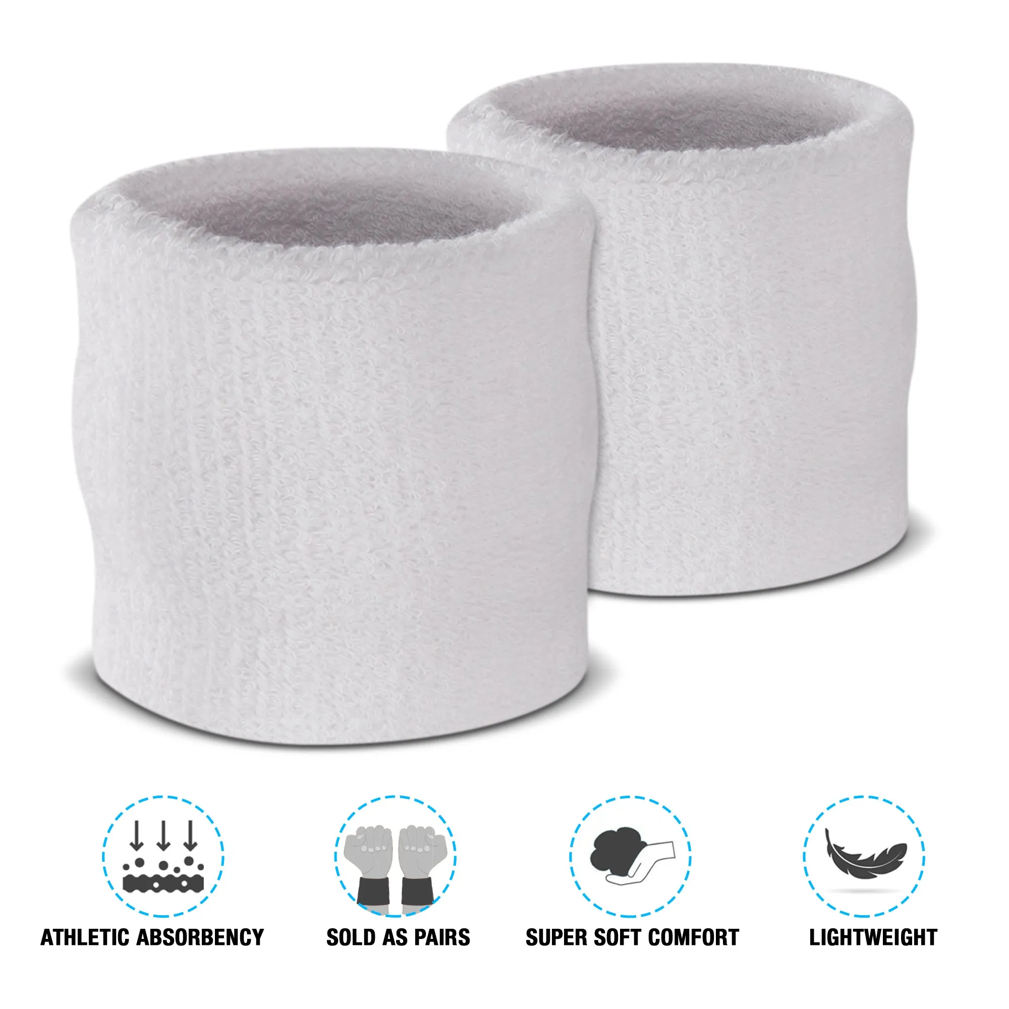 Premium Terry Cloth Cotton Wristband Pair