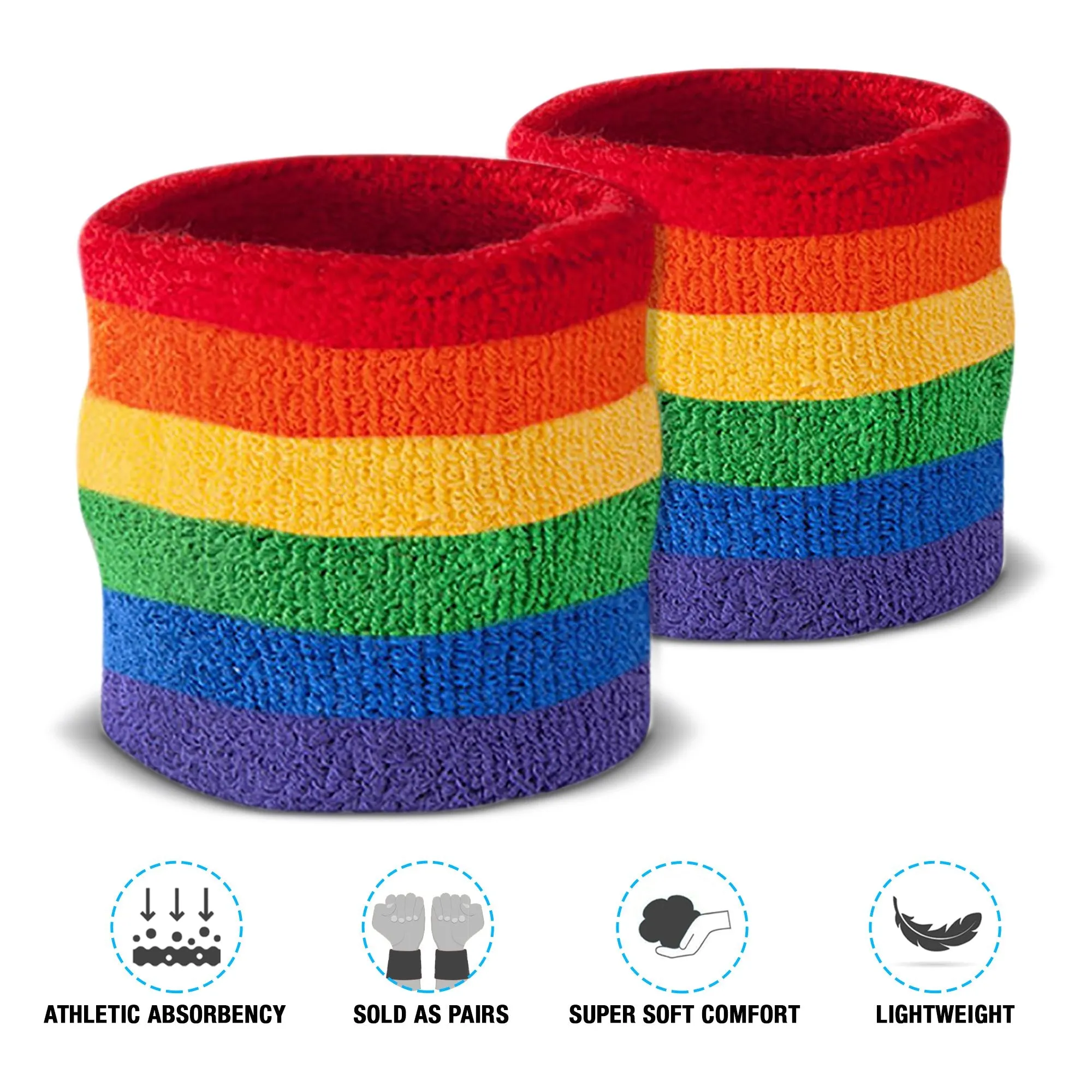 Rainbow Sweatband Wristband Pair