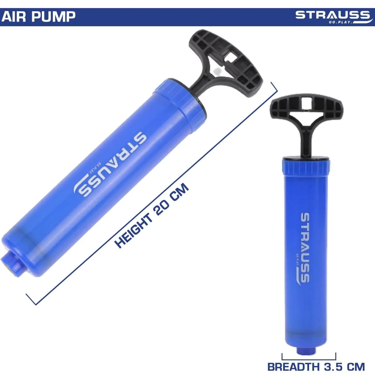 Strauss Air Pump for Sports | Suitable for Football, Volleyball, Basketball, Rugby, Soccer Ball, Other Inflatable Balls | Air Inflator with Stainless Steel Pin (1 pcs), (Blue)