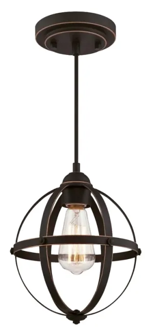 Westinghouse Stella Mira Series 6361900 Mini Pendant Fixture, 120 VAC, 1-Lamp, Oil Rubbed Bronze Fixture :EA: QUANTITY: 1