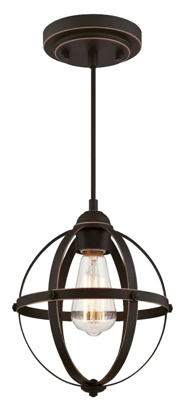 Westinghouse Stella Mira Series 6361900 Mini Pendant Fixture, 120 VAC, 1-Lamp, Oil Rubbed Bronze Fixture :EA: QUANTITY: 1