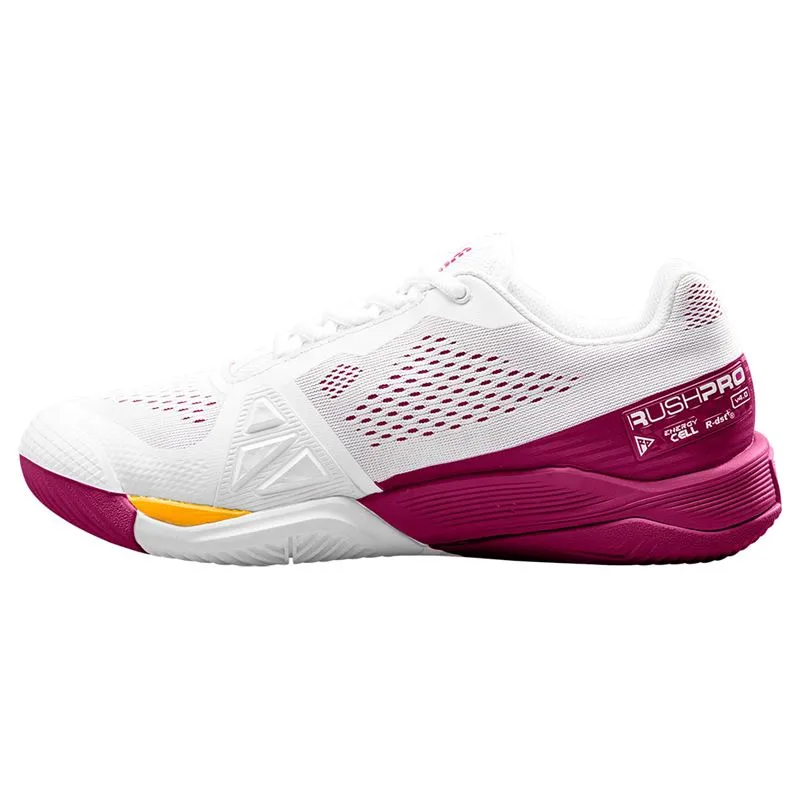 Wilson Women's Rush Pro 4.0 Tennis Shoes White/Baton/Saffron