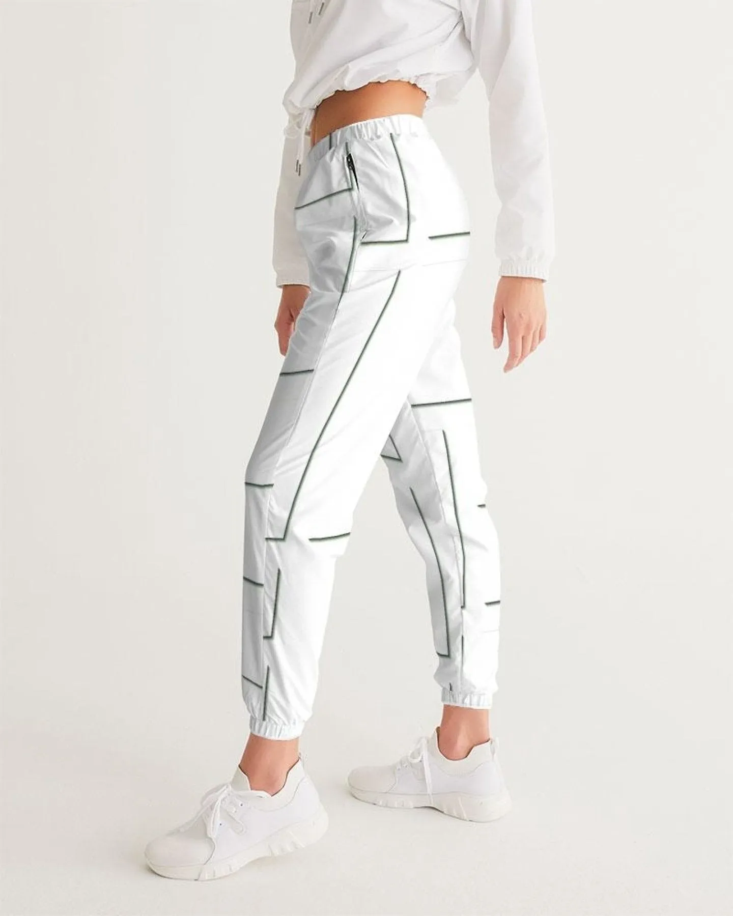 Womens Athletics, White And Gray Line Style Track Pants