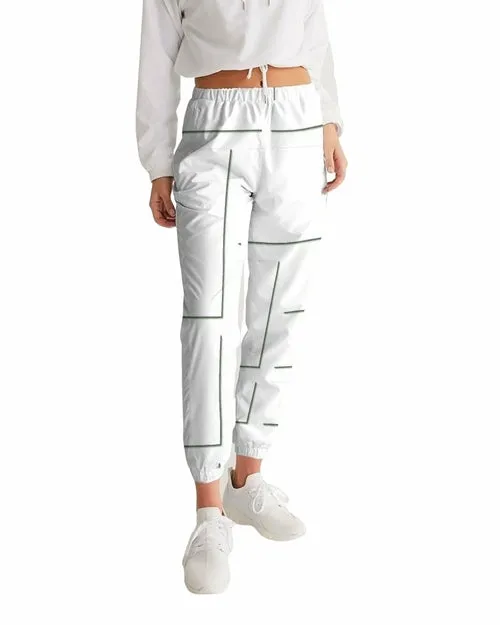 Womens Athletics, White And Gray Line Style Track Pants