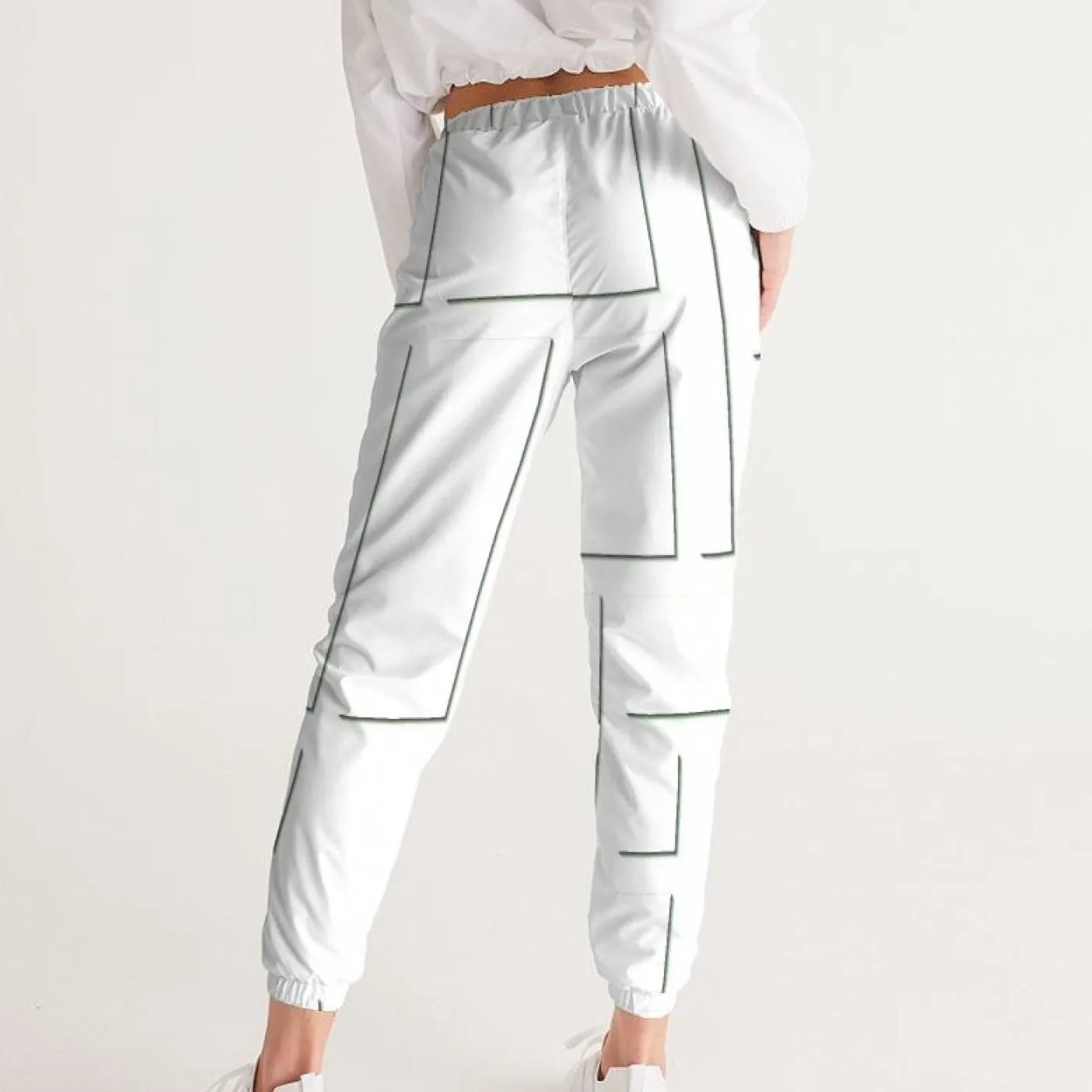 Womens Athletics, White And Gray Line Style Track Pants