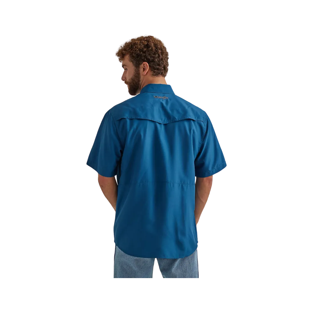 Wrangler Men's Performance Snap Short Sleeve Blue Shirt