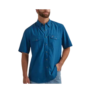 Wrangler Men's Performance Snap Short Sleeve Blue Shirt